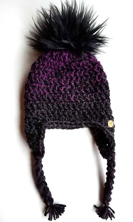 Dusky Ombre Faux Fur Pom Hat with Earflaps