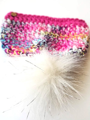 Calico Faux Fur Pom Hat