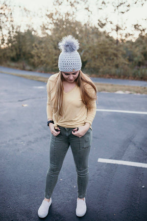 Silver Lining Faux Fur Pom Hat