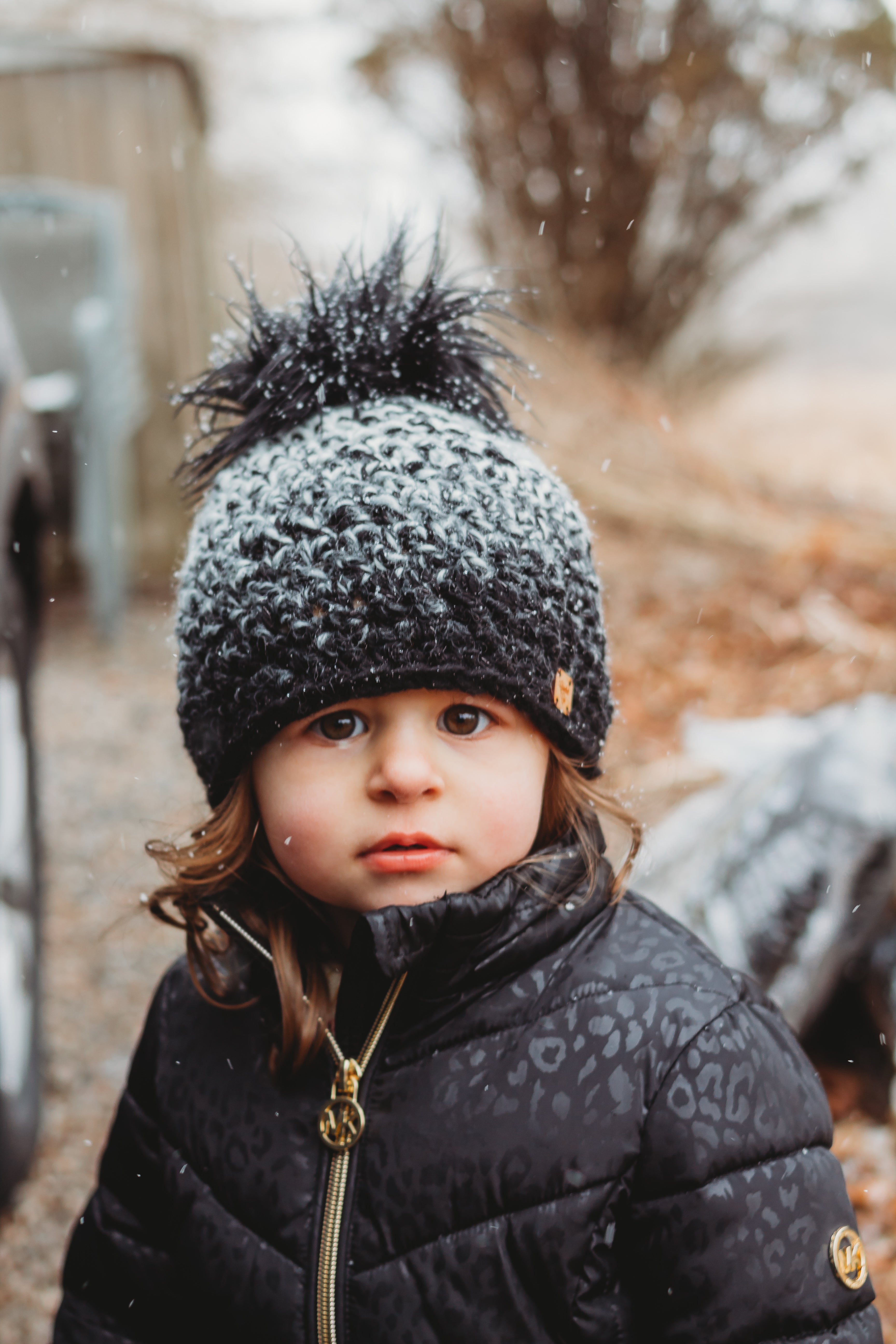 Cityscape Ombre Faux Fur Pom Hat