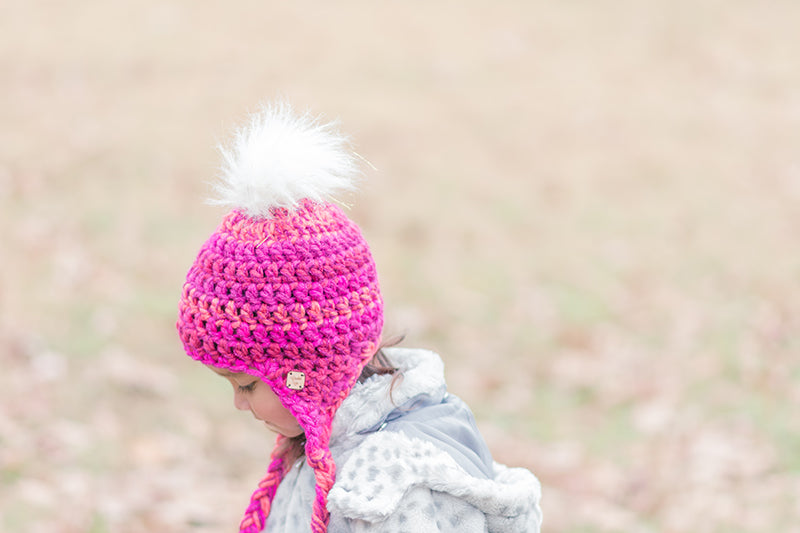 Conversation Hearts Faux Fur Pom Ear Flap Hat