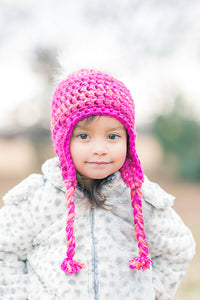 Conversation Hearts Faux Fur Pom Ear Flap Hat