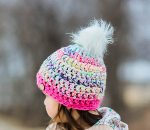 Confetti Faux Fur Pom Hat