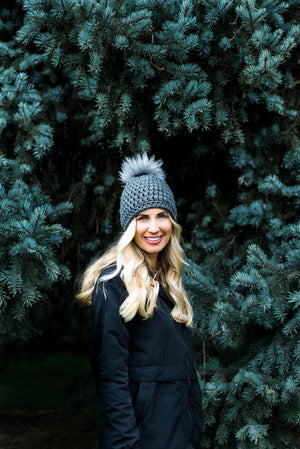 Harbor Fog Faux Fur Pom Hat